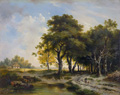 KatNr 015&nbsp;&nbsp; Dominik Schuhfried, Landschaft mit Bauernhof und Eichen-Allee. 1872.