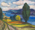 KatNr 101&nbsp;&nbsp; Ernst Bursche, Sommerliche Flusslandschaft. 1955.