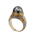 KatNr 632&nbsp;&nbsp; Gelbgold-Ring mit Tahiti-Perle.
