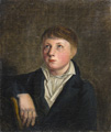 KatNr 018&nbsp;&nbsp; Ferdinand Georg Waldmüller (Nachfolge), Bildnisstudie eines jungen Mannes. 2. Viertel 19. Jh.