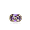 KatNr 800 Außergewöhnlicher Amethyst-Ring mit rippenförmig gekreuzter Goldfassung (ca. 3 ct).