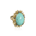 Very large flower ring with central turquoise (approx. 29 ct).