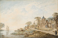KatNr 230&nbsp;&nbsp; Theorodus "Dirck" Verrijck, Flusslandschaft mit Kapellenruine / Flusslandschaft mit Fischer. 3. Viertel 18. Jh.