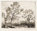 KatNr 364&nbsp;&nbsp; Theodor Rosenhauer "Straße mit Bäumen vor Radebeul". 1930er Jahre.