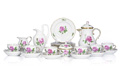 KatNr 700&nbsp;&nbsp; Mokkaservice "Rote Rose" für sechs Personen. Meissen. Um 1745. Ausformungszeitraum 1974-1978.
