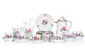 KatNr 700 Mokkaservice "Rote Rose" für sechs Personen. Meissen. Um 1745. Ausformungszeitraum 1974-1978.