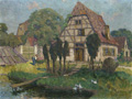 KatNr 049&nbsp;&nbsp; Wilhelm Eller, Sächsische Dorflandschaft im Sommer. 1922.