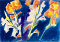 KatNr 599&nbsp;&nbsp; Heinz Tetzner "Gladiolen (orange)". Wohl 1990er Jahre.