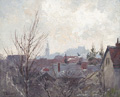 KatNr 088&nbsp;&nbsp; Paul Wilhelm Tübbecke, Blick über die Dächer von Weimar auf Schlossturm und Schloss. Wohl 1890er Jahre.