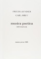 KatNr 451 Johnny Friedlaender / Carl Orff "Musica Poetica – Orff Schulwerk". 1968.