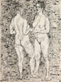 KatNr 578&nbsp;&nbsp; Wilhelm Rudolph, Zwei stehende weibliche Akte. 1960er Jahre.