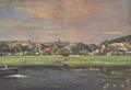 KatNr  Paul Wilhelm "Elblandschaft mit Blick auf Schloss Seußlitz". Um 1930.
