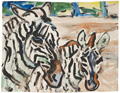 KatNr 630&nbsp;&nbsp; Fritz Winkler "Zebrastute mit Fohlen". Wohl um 1960.