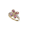 KatNr 811&nbsp;&nbsp; Kleeblattförmiger Ring mit rosa Saphiren.
