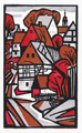KatNr 534&nbsp;&nbsp; Rudolf Manuwald "Erzgebirgische Dorflandschaft (Streckewalde)" / "Annenkirche" (Annaberg-Buchholz) / "Skifahrer". Wohl späte 1950er Jahre. Posthume Abzüge. Wohl 2000er Jahre.