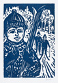 KatNr 534 Rudolf Manuwald "Erzgebirgische Dorflandschaft (Streckewalde)" / "Annenkirche" (Annaberg-Buchholz) / "Skifahrer". Wohl späte 1950er Jahre. Posthume Abzüge. Wohl 2000er Jahre.