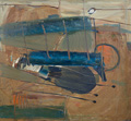 KatNr 118&nbsp;&nbsp; Andreas Bliemel, Ohne Titel (Landschaft mit blauer Form). 1987.