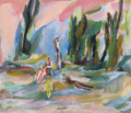 KatNr 145&nbsp;&nbsp; Peter Hoppe "Landschaft mit Figuration". 1974.