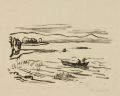 KatNr 647 Erhard Hippold, Am Strand/ Netzboote/ Boddenlandschaft. 1958.