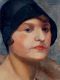 KatNr 084&nbsp;&nbsp; Otto Nückel, Frau mit schwarzem Hut. Um 1920.