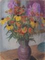 KatNr 397&nbsp;&nbsp; Gussy Hippold-Ahnert, Blumenstilleben mit Sonnenhut, Zinnien und Rittersporn. 1947.