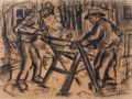 KatNr 677   Adriaan Lubbers, Männer beim Sägen. 1923.