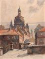 KatNr 546   Rudolf Poeschmann, Malerwinkel Dresden - Blick auf Frauenkirche und Münzgasse. Wohl 1920er/ 1930's.
