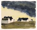 KatNr 328&nbsp;&nbsp; Gussy Hippold-Ahnert, Dorf und dunkle Wolke. 1971.