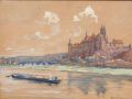 KatNr 655   Rudolf Poeschmann, Blick über die Elbe auf Meißen. Um 1924.