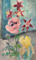 KatNr 412&nbsp;&nbsp; Gussy Hippold-Ahnert, Klatschmohn, Schwertlilie und Akelei. 1970's.