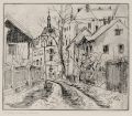 KatNr 445 Erhard Hippold, Zwei Straßenansichten von Radebeul / Bauern auf dem Feld / Kartoffelernte / Landschaft mit Häusern. 1940er Jahre/ 1970.