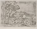 KatNr 445 Erhard Hippold, Zwei Straßenansichten von Radebeul / Bauern auf dem Feld / Kartoffelernte / Landschaft mit Häusern. 1940er Jahre/ 1970.