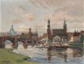 KatNr 086   Rudolf Poeschmann, Dresden – Blick vom Neustädter Elbufer auf die Altstadt. 1924.