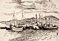 KatNr 529 Erhard Hippold, Drei Ostseeansichten mit Fischerbooten. 1948/ 1950.