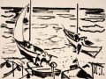 KatNr 327 Erhard Hippold, Fischerboote / Zwei Angler / Fischer am Strand. 1951 / 1946/ 1952.