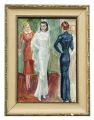 KatNr 57 Hans Clar, Junge Frau im Park / Vor der Hochzeit / Drei Damen. Wohl 1930's.