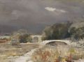 KatNr 065&nbsp;&nbsp; Arno Drescher, Vor dem Gewitter – Landschaft im Vogtland mit Brücken. 1914.