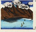 KatNr 455   Siegfried Berndt, Drei Segler vor felsiger Küste / "Vier Boote". Wohl um 1911/ 1919.