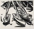 KatNr 455 Siegfried Berndt, Drei Segler vor felsiger Küste / "Vier Boote". Wohl um 1911/ 1919.
