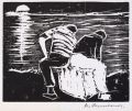 KatNr 808 Theodor Rosenhauer, Sich sonnende Katze / Zwei Sitzende am Strand. 1961/ 1977.