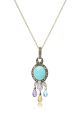 KatNr 1069   Collier-Anhänger mit Türkis-Cabochon. Le Vian, Great Neck, New York / Collierkette. Late 20th / 21st century.