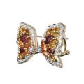 KatNr 1075 Demi Parure "Butterfly" mit Almandinen und Padparadscha Saphiren. Late 20th / 21st century.