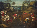 KatNr 182   Jacopo da Ponte, gen. Bassano (Nachfolge), Der Monat Oktober (Bauern bei der Weinlese). Spätes 17. Jh. / Vorlage 1576.