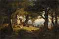 KatNr 066   Albert Zeh "Andacht vor einer Waldkapelle". 1855.