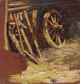 KatNr 102   Robert Hermann Sterl "Hofecke mit Wagenrad". 1901.