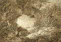 KatNr 068   Adrian Zingg (Werkstatt) "Der Kuhstall in der Sächsischen Schweiz". Vor 1815.