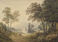 KatNr 019   Christian Gottlob Hammer (zugeschr.), Mittelgebirgslandschaft. Wohl 1st half 19th cent.