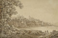 KatNr 069   Adrian Zingg "Blick über die Elbe auf Briesnitz mit Kirche und Belvedere". Spätes 18. Jh. / frühes 19th cent.