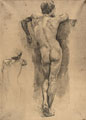 KatNr 411   Otto Greiner (nach) "Stehender männlicher Rückenakt". Vorlage 1892.