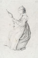 KatNr 028   Carl Robert Kummer, Mädchen mit Spinnrocken / Capreser Mädchen mit Spinnrocken. Wohl frühe 1830's.